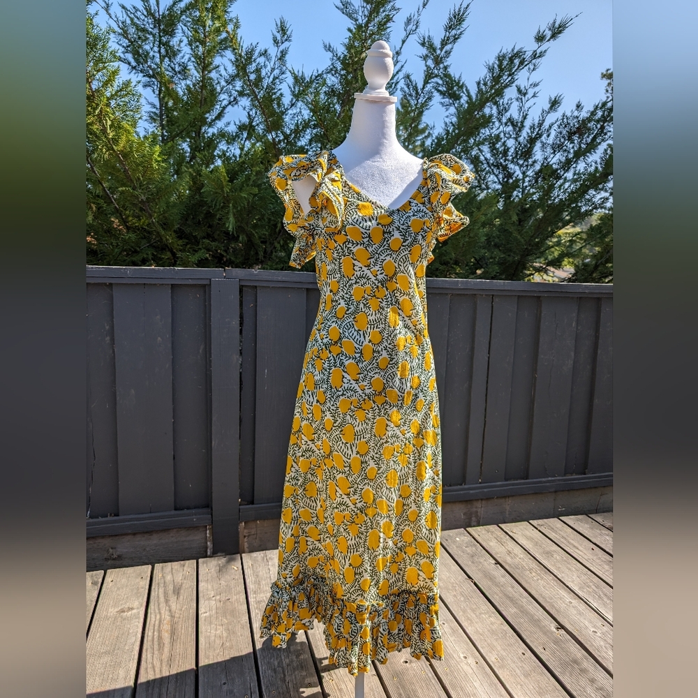 Floral Yellow Ruffle Dress - Picture 4 of 10